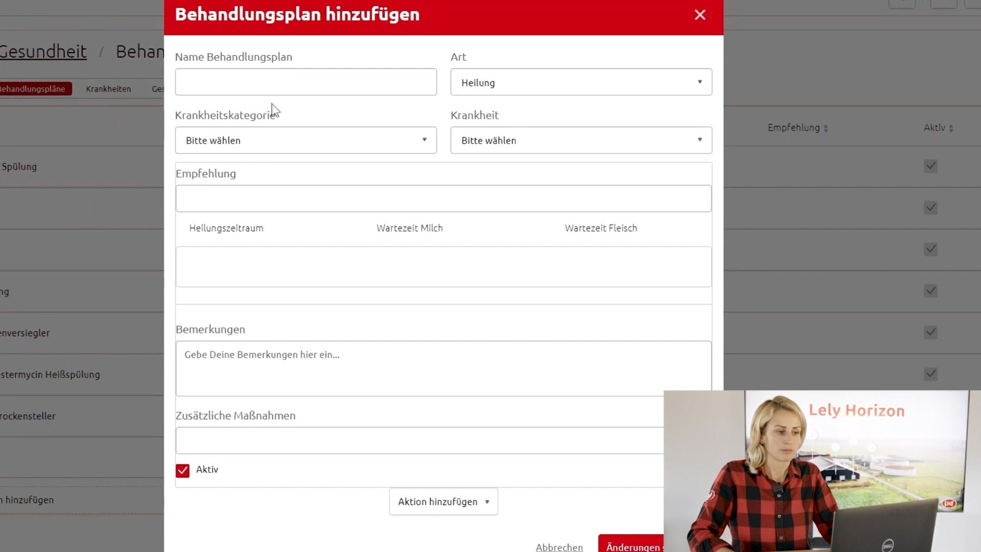Behandlungsplan anlegen