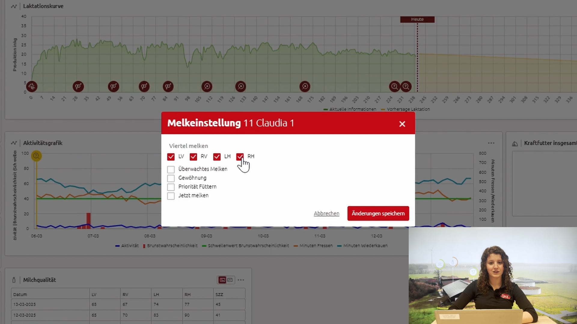 Kuhindividuelle Melkeistellungen